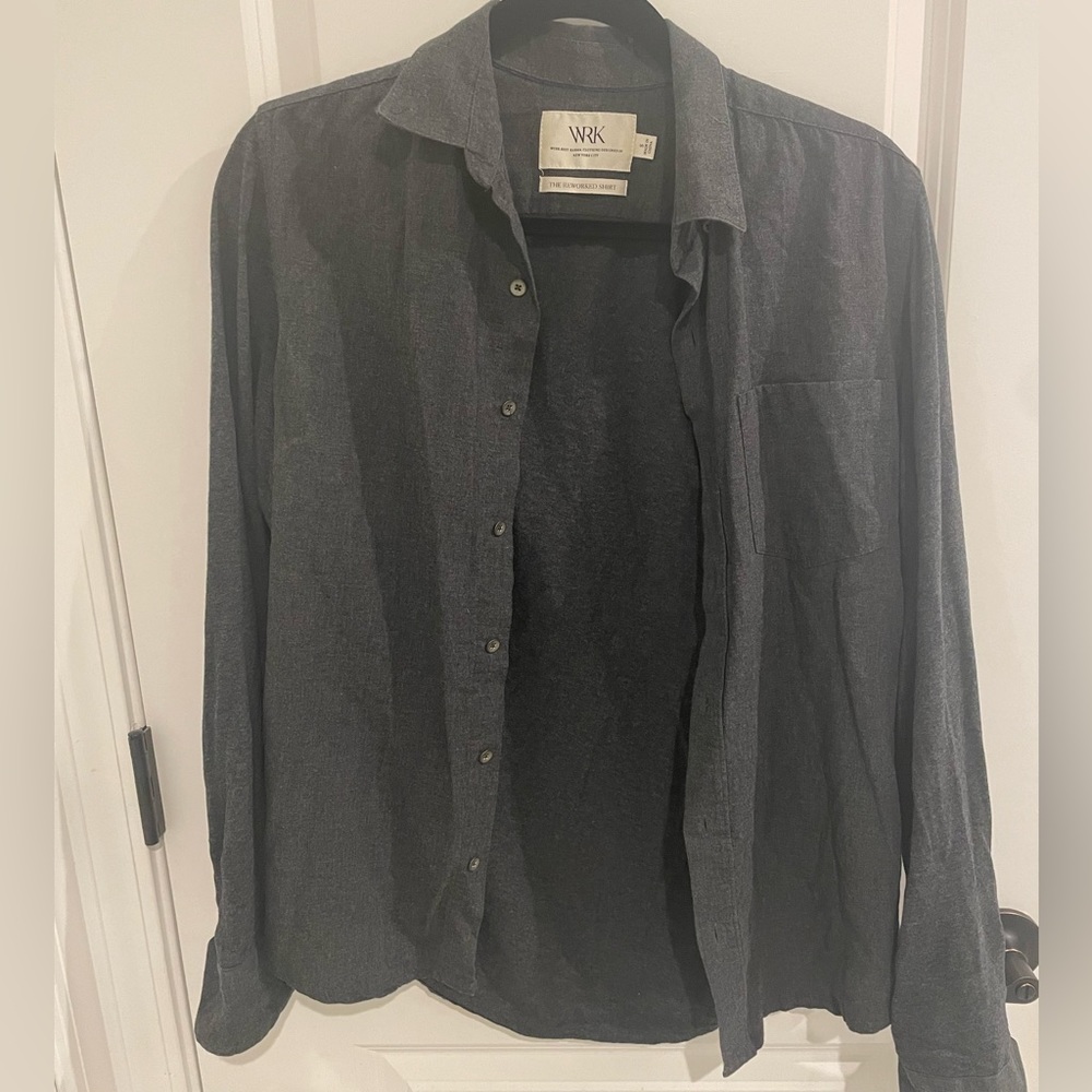 Mens WRK LS button down in Heather gray. Size S